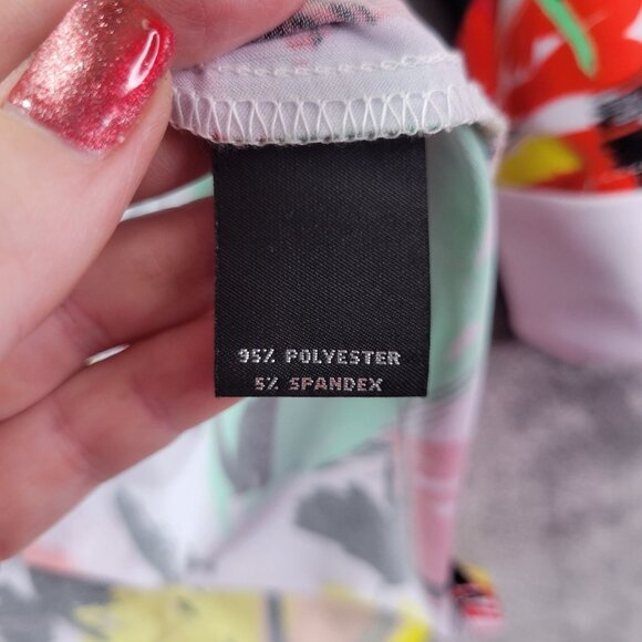 Slim Factor by Investments Womens Top S Multicolor Lace Up Tunic Floral Artsy - Picture 9 of 10